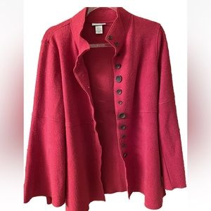 Soft Surroundings Button Down Longline Coat Jacket Red, size Medium